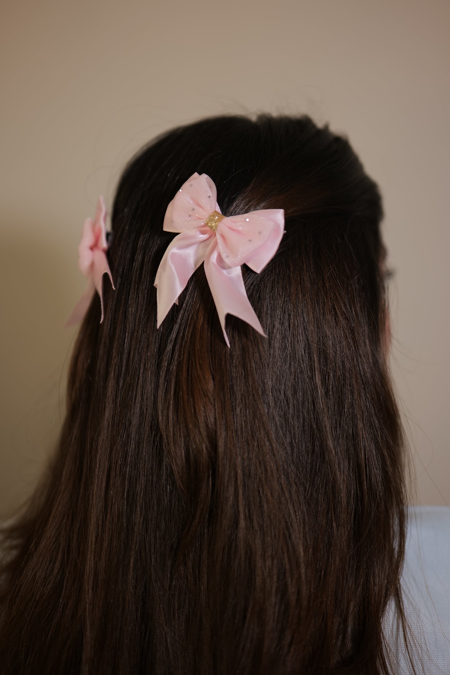 Baby Pink Ribbon & Net Bow