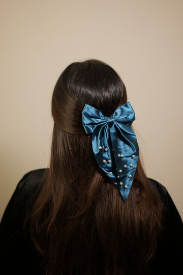 Blue Pearly Bow