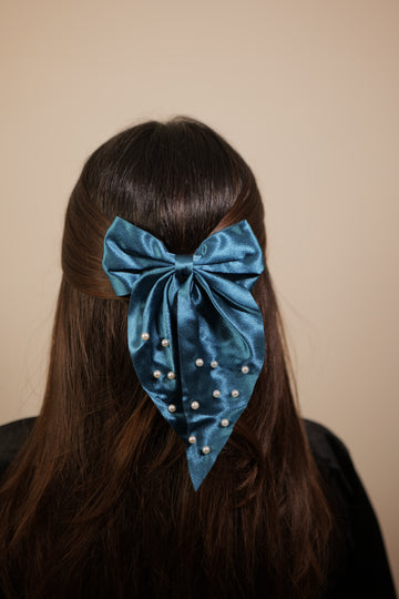 Blue Pearly Bow