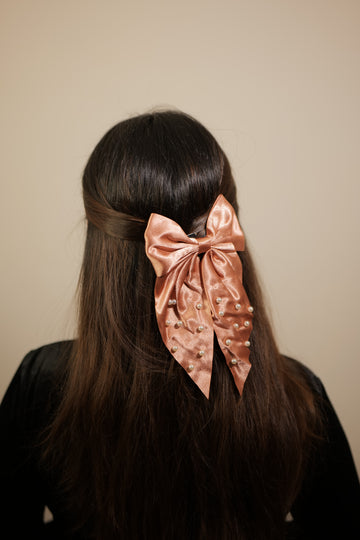 Soft Peach Pearly Bow